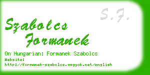 szabolcs formanek business card